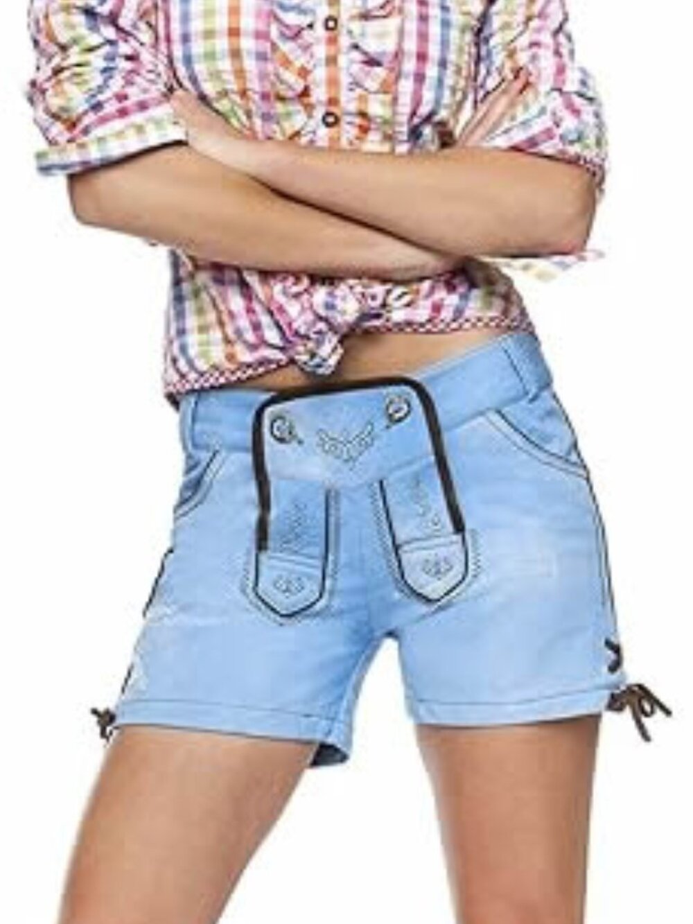 Stockerpoint Light Blue Cotton Lederhosen Jeans Shorts Size M 40 (34 Waist)